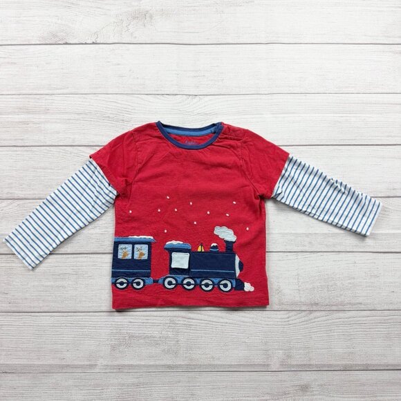 Baby Boden Other - Mini Baby Boden Holiday Christmas Train Appliqué Flap Shirt